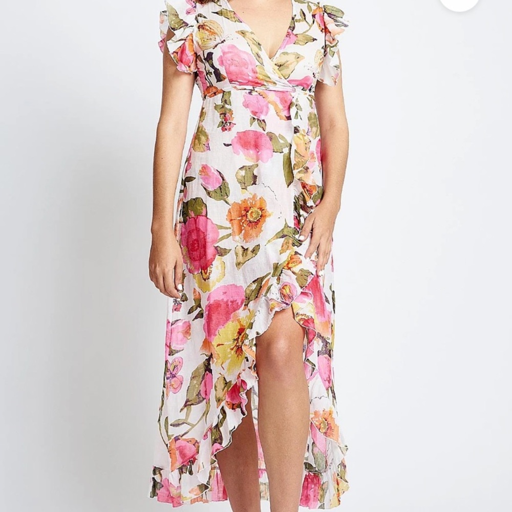 Debbie Katz Floral High Low Wrap Dress